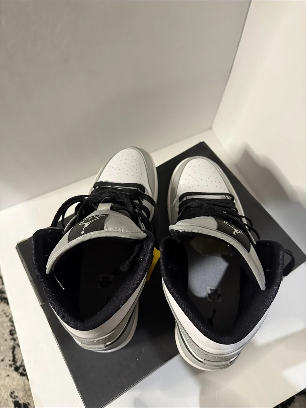 Jordan 1 Mid Light Smoke Sneakers - White, Gray, Black